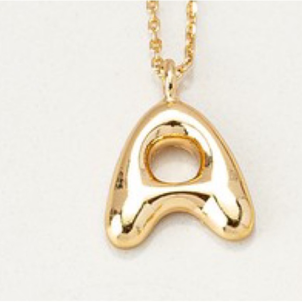 Gold Bubble Initial Letter Necklace (4000)